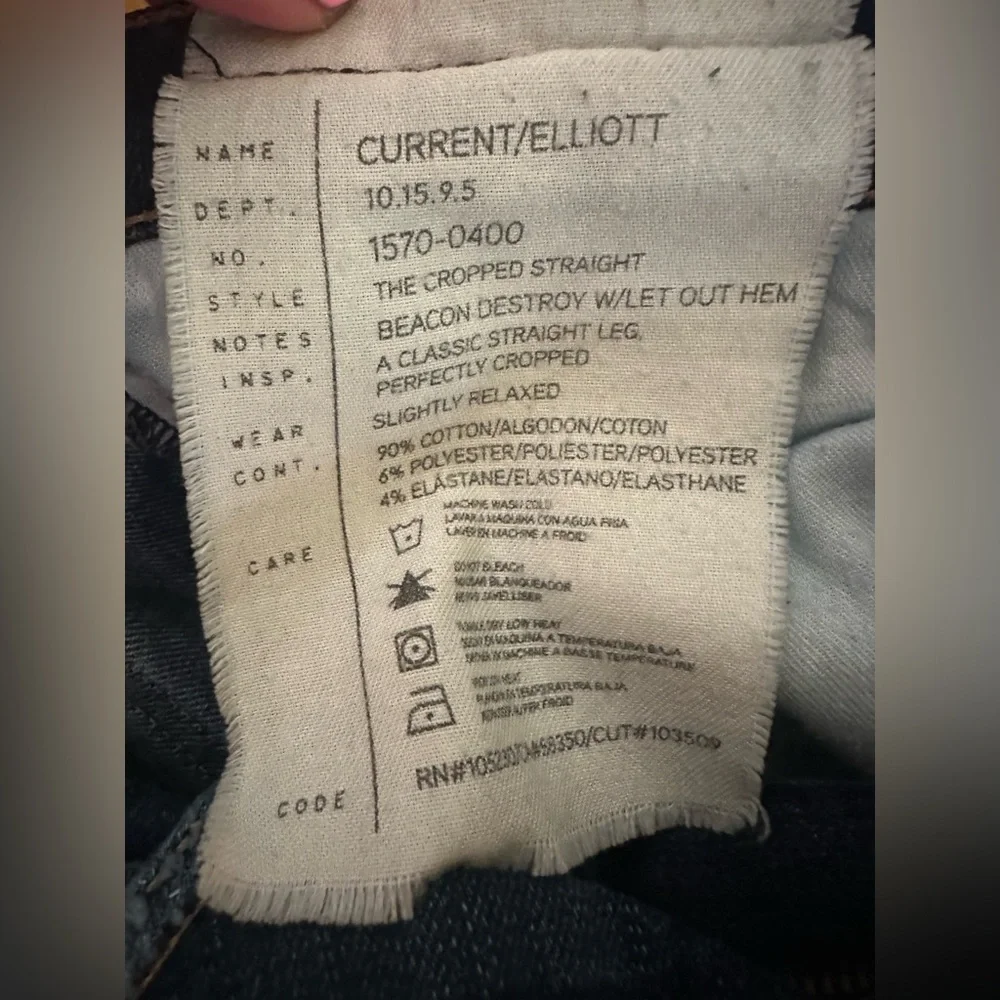 Current Elliott The Cropped Straight Jean, Size 25, Great Condition! - Picture 10 of 11